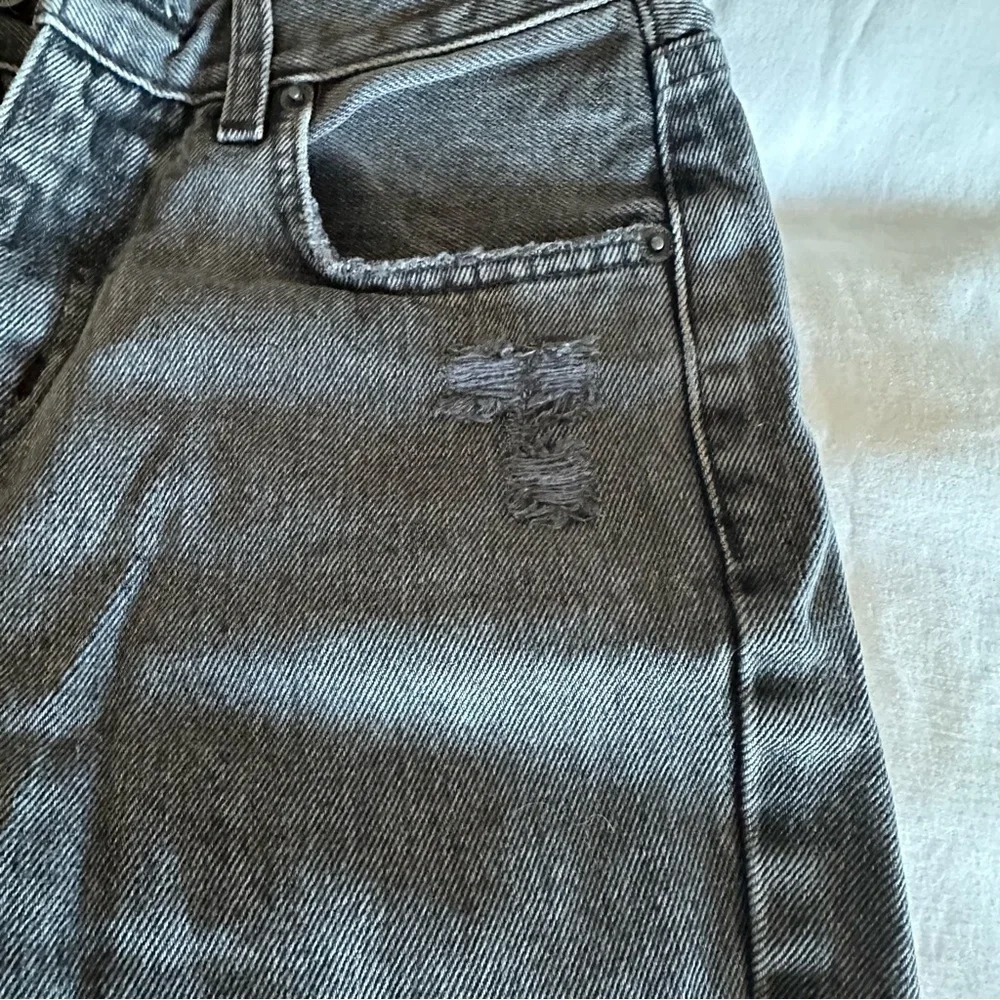Distressed Black Straight Leg Jeans